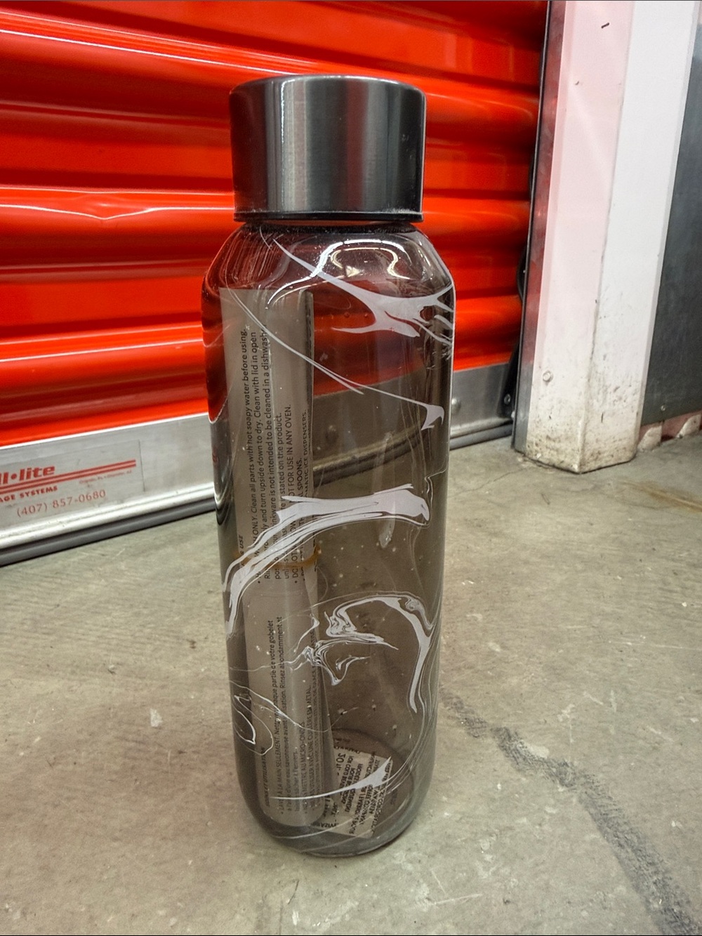 Starbucks Glass Gray Swirl Reusable Water Bottle with Silver Lid